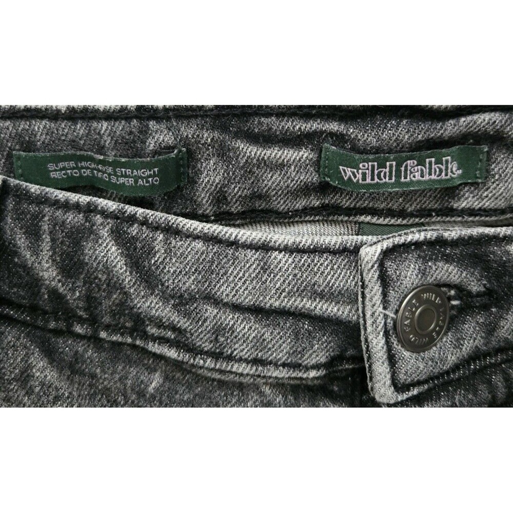 Women's Super-High Rise Straight Jeans Wild Fable Black Wash 17 Button-Fly - Picture 3 of 5